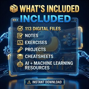 Python für KI und maschinelles Lernen Bundle | 113 Dateien | Notizen, Übungen, Projekte, Spickzettel | Sofort Download Bild 3