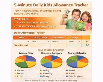 5-Minuten-Tagebuch für Kinder. Geldgewohnheiten unterrichten, Ausgaben verfolgen, Verantwortung schnell aufbauen