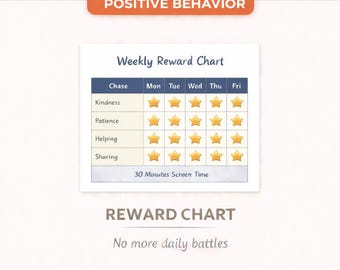 Kids Weekly Reward Chart: Positive Behavior Tracker (Digital Download)