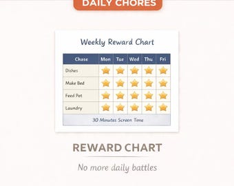 Chore Chart for Kids Printable. Build Responsibility, Simple Daily Routine System