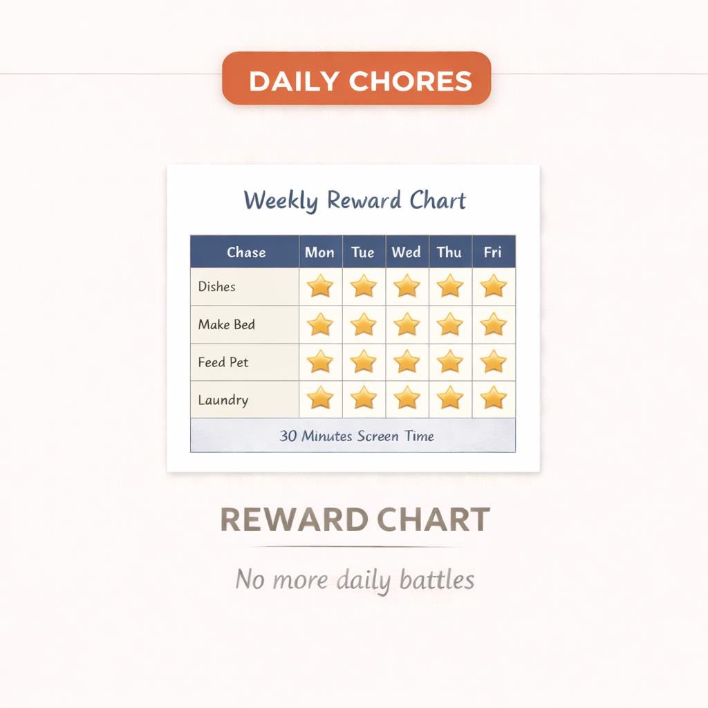 Chore Chart for Kids Printable. Build Responsibility, Simple Daily ...