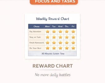 Kids Focus Chart Printable. Improve Attention and Reduce Distractions. Simple System