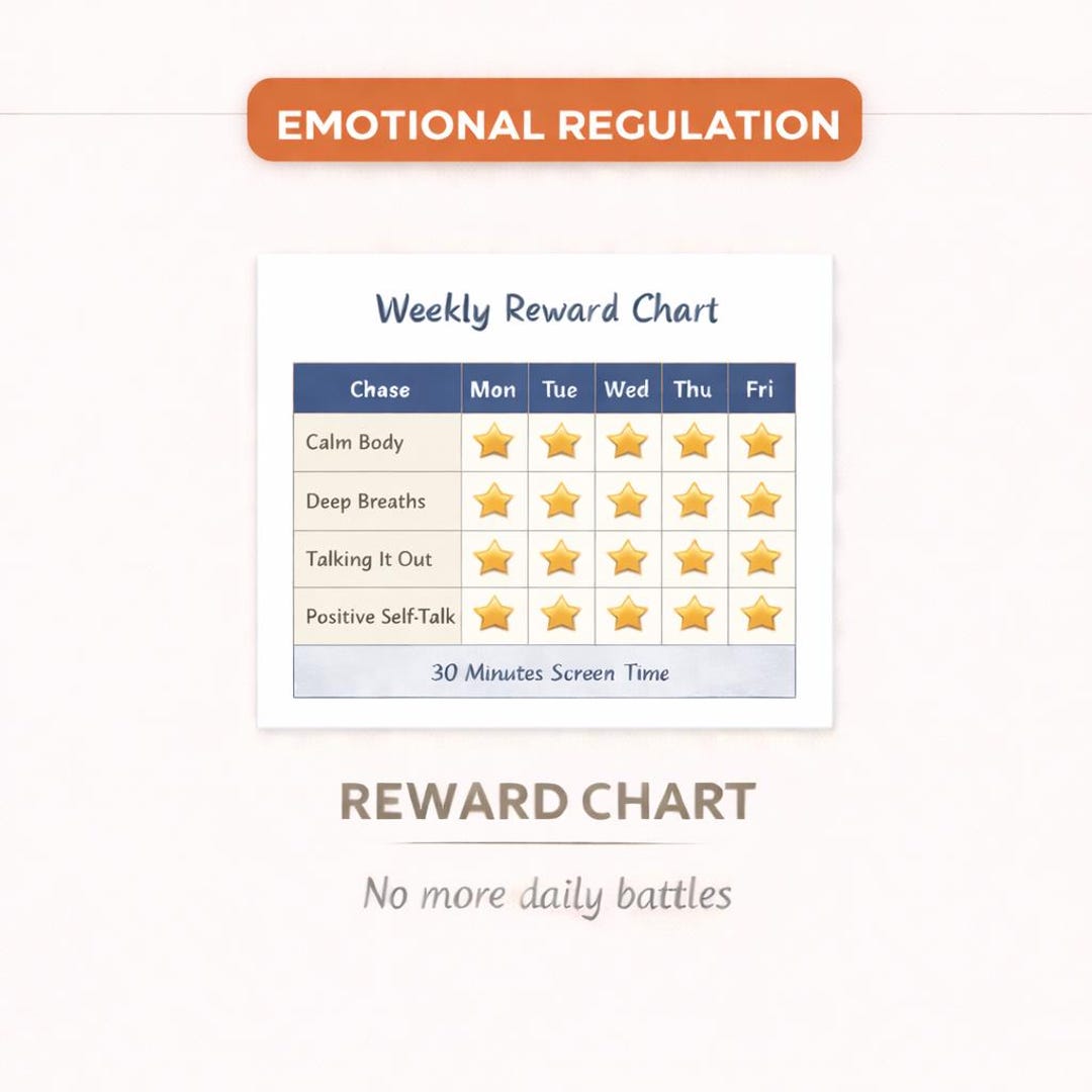 Kids Emotional Regulation Chart Printable. Build Calm Skills. Simple ...