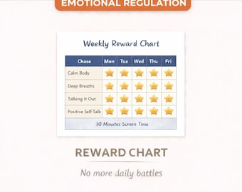 Kids Emotional Regulation Chart Printable. Build Calm Skills. Simple Daily System