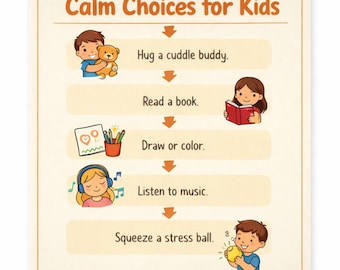 Calm Choices for Kids Poster: Visual Coping Strategies Wall Art