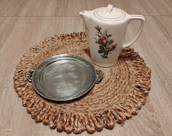 Vintage Japanische Elektrische Teekanne 70 Jahre alt + Zinn Tablett Portugal 7 ”Mid Century Kitchen Decor Cottage Bauernhaus Set