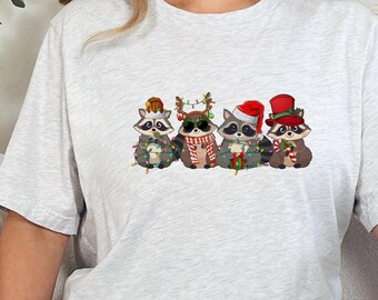 Cute Christmas Raccoon Shirt, Holiday Festive Raccoon Tee, Family Christmas Party Shirt, Winter Raccoon Gift, Funny Holiday Animal Tee