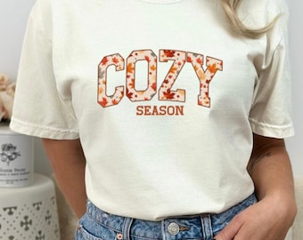 Cozy Season Shirt, Fall Season T-Shirt, Autumn Cozy Shirt, Cute Cozy Season T-Shirt, Floral Cozy Seaon Tee, Girl Fall Shirt