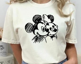 Vintage Mickey And Minnie Mouse Shirt, Retro Disney Classic Couple Tee, Disney Vacation Gift, Disneyland Retro T-Shirt