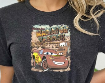Comfort Colors® Retro Radiator Springs Cars Movie Shirt, Lightning McQueen Shirt, Cars Movie Disney Shirt, Disney Family Trip Shirt