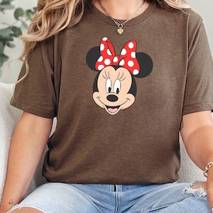 Minnie Mouse Face T-Shirt, Disney Red Polka Dot Bow, Classic Disney Tee, Minnie Mouse Lover Gift, Disney Character Shirt image 1