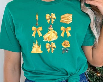 Golden Princess Fairytale Shirt, Beauty Castle Tee, Magic Kingdom Gift, Disney Inspired Tshirt, Princess Fan Shirt, Gold Belle Dress
