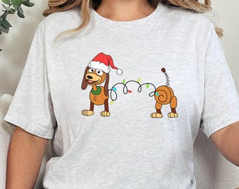 Christmas Dachshund Dog With Lights, Funny Holiday Wiener Dog Shirt, Santa Hat Puppy Tee, Cute Xmas Family Gift
