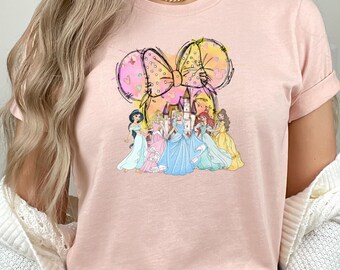 Disney Princess Castle Balloon Shirt, Magical Princess Theme Tee, Disney Princess Characters Shirt, Girls Disney Fantasy Shirt