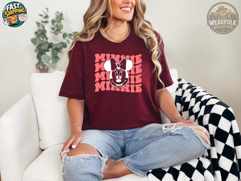 Minnie Birthday Shirt, Minnie Mouse Disney Tee, Cute Minnie Mouse Face Shirt, Girls Disney Vacation Shirt, Mickey Friends Family Tee image 6