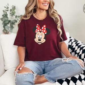 Minnie Mouse Face T-Shirt, Disney Red Polka Dot Bow, Classic Disney Tee, Minnie Mouse Lover Gift, Disney Character Shirt image 5