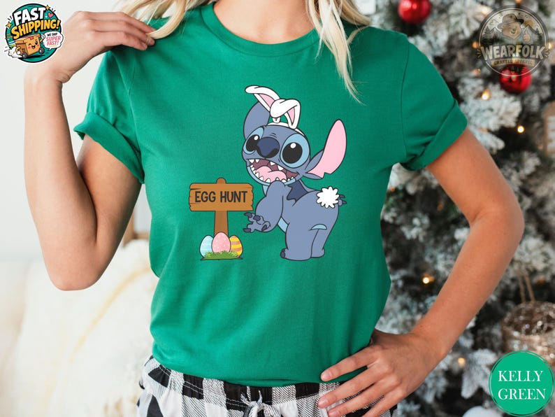 Stitch Easter Egg Hunt Shirt, Toddler Lilo & Stitch Bunny Tee image 2