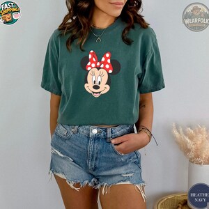 Minnie Mouse Face T-Shirt, Disney Red Polka Dot Bow, Classic Disney Tee, Minnie Mouse Lover Gift, Disney Character Shirt image 3