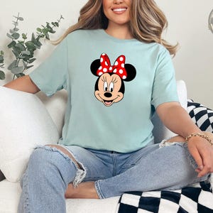 Minnie Mouse Face T-Shirt, Disney Red Polka Dot Bow, Classic Disney Tee, Minnie Mouse Lover Gift, Disney Character Shirt image 2