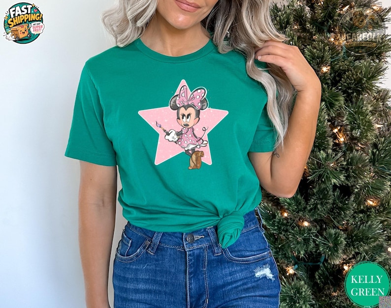 Camiseta de cumpleaños de Minnie, camiseta rosa brillante de Minnie Mouse con estrella, camiseta para viaje de chicas a Disney, camiseta de Magic Kingdom, camiseta de Disneyland, camiseta de Disney imagen 3