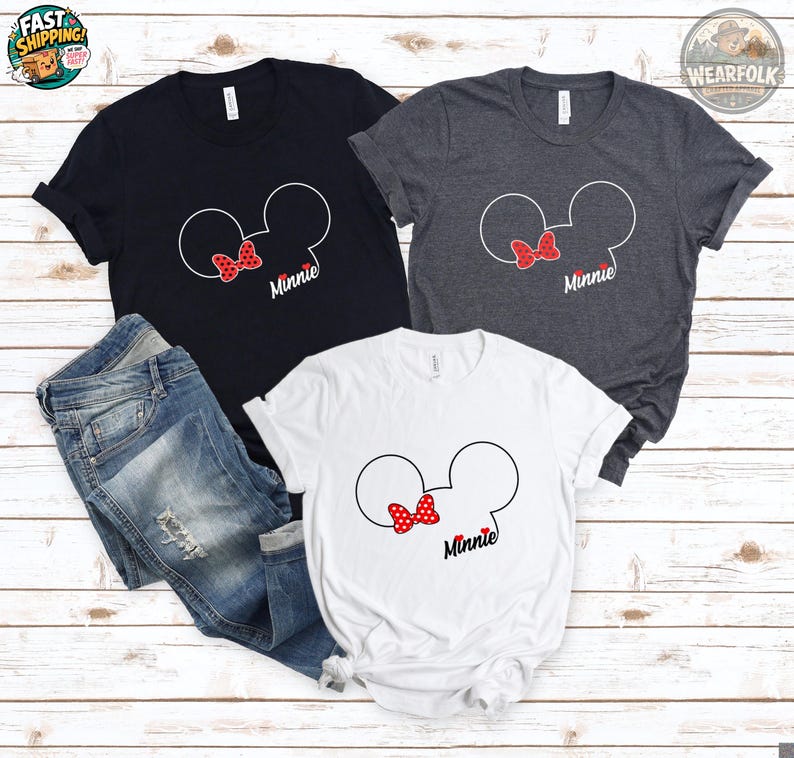 Minnie Birthday Shirt, Minnie Mouse Tee, Disney Girl Shirt, Minnie Bow T-Shirt, Disneyland Shirt, Disney Character Tee, Mickey Ear Shirt image 6