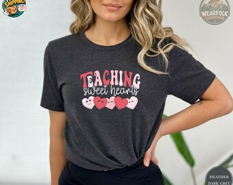 Teaching Sweet Hearts, Teacher Appreciation Gift Shirt, Elementary Teacher Tee, School Valentines Day Shirt, Cute Teacher Gift