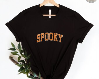 Spooky Halloween Shirt, Retro Orange Halloween Tee, Fall Season Graphic Tshirt, Vintage Halloween Gift, Spooky Season Apparel
