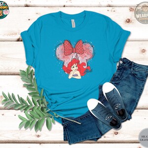 Ariel Princess Shirt, Disney Princess T-Shirt, Little Mermaid Tee, Disney Girl Shirt, Castle Minnie Ears Tee, Disney Princess Gift Shirt image 7