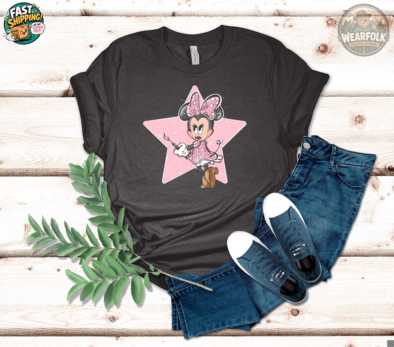 Camiseta de cumpleaños de Minnie, camiseta rosa brillante de Minnie Mouse con estrella, camiseta para viaje de chicas a Disney, camiseta de Magic Kingdom, camiseta de Disneyland, camiseta de Disney imagen 5