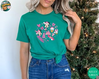 Disney Christmas Shirt, Mickey Minnie Holiday Tee, Disney Family Matching Christmas
