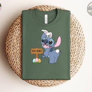 Stitch Easter Egg Hunt Shirt, Toddler Lilo & Stitch Bunny Tee image 6