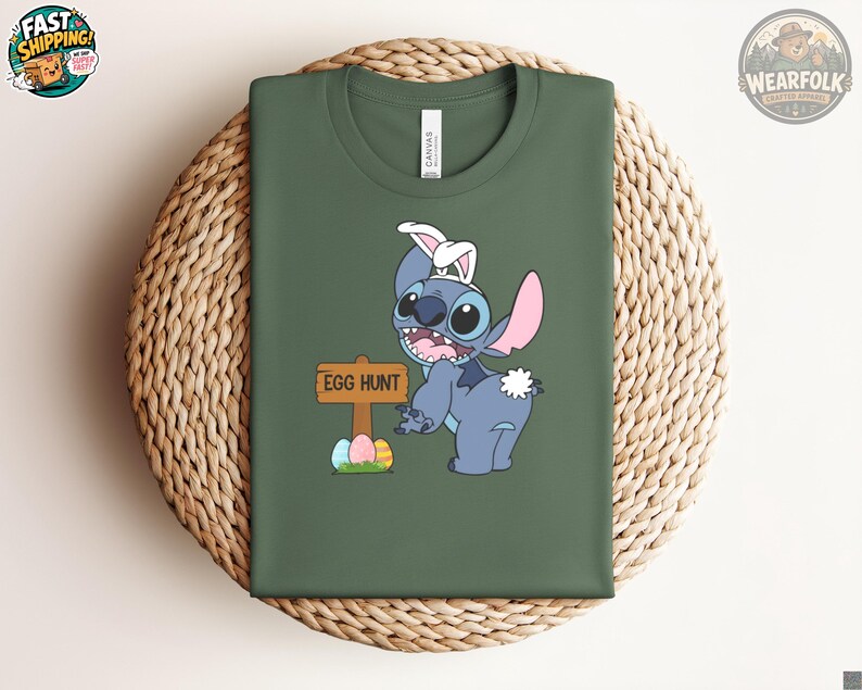 Stitch Easter Egg Hunt Shirt, Toddler Lilo & Stitch Bunny Tee image 6