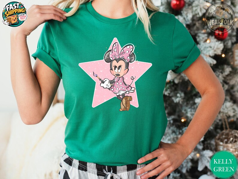 Camiseta de cumpleaños de Minnie, camiseta rosa brillante de Minnie Mouse con estrella, camiseta para viaje de chicas a Disney, camiseta de Magic Kingdom, camiseta de Disneyland, camiseta de Disney imagen 6