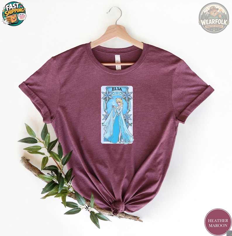 Elsa Frozen Shirt, Girls Princess Tee, Frozen Birthday Gift, Elsa Snowflake Graphic T-Shirt, Anna and Elsa Shirt, Frozen 2 Tee image 6