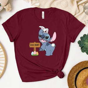 Stitch Easter Egg Hunt Shirt, Toddler Lilo & Stitch Bunny Tee image 3