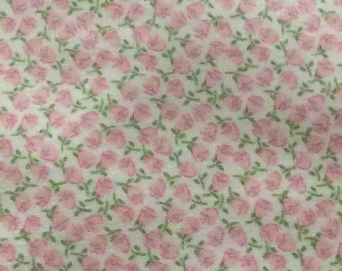 Fabric / Small Print / Pink Flowers / Smocking Fabric / Dress Fabric / Quilt Fabric / Doll Clothes / 100% Cotton / 60" W / FF 2038/