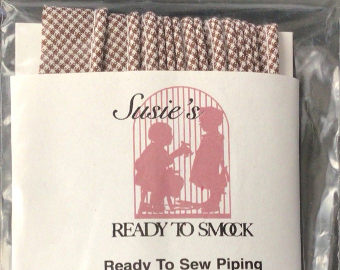 Brown Gingham Mini Piping / 3 Yard Package / Piping for Childrens Clothes / Doll Clothes / Cording 1/8" / Overall width .5"
