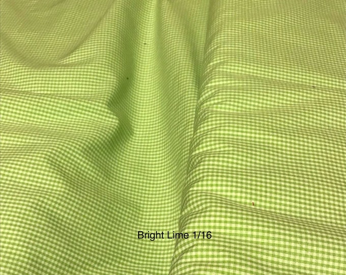 Gingham/ Lime Green Gingham / Small Gingham / 1/16 Gingham  / by Fabric Finders 60" wide