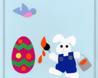 Iron on Appliqué / Press & Sew Appliqué / Painter Bunny Applique / Easy Easter Outfit /  Embroidery machine not required / Ellen McCarn