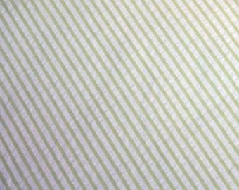 Seersucker / Green and White Stripe /  by Fabric Finders 60" wide