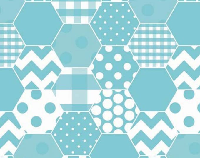 Mask Fabric / Hipsters / Hexi Design / Aqua Print / Apparel Fabric / Quilting Fabric / from Riley Blake  C770-20