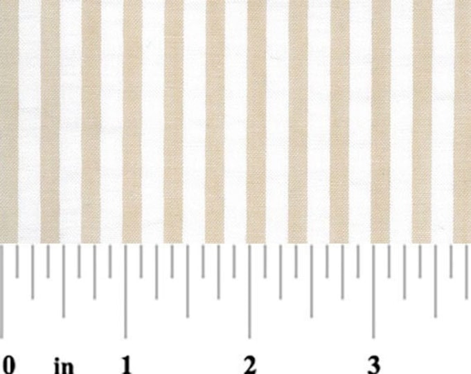 Seersucker Fabric Khaki & White Stripe  by Fabric Finders 57" wide