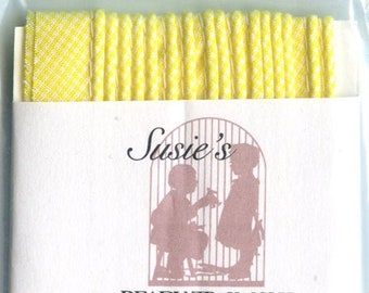 Yellow Gingham Mini Piping / 3 Yard Package / Maise / Piping for Childrens Clothes / Doll Clothes / Cording 1/8" / Overall width .5"