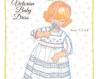 Victorian Baby Dress Pattern / Lace Shaping / Tucks / Embroidered Front Panel / Matching Slip / Christening Dress Pattern / by Wendy Schoen