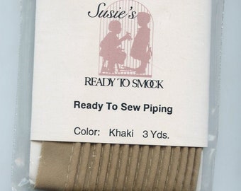 Khaki Mini Piping / 3 Yard Package / Piping for Childrens Clothes / Mini-Piping /  Doll Clothes / Cording 1/8" / Overall width .5"