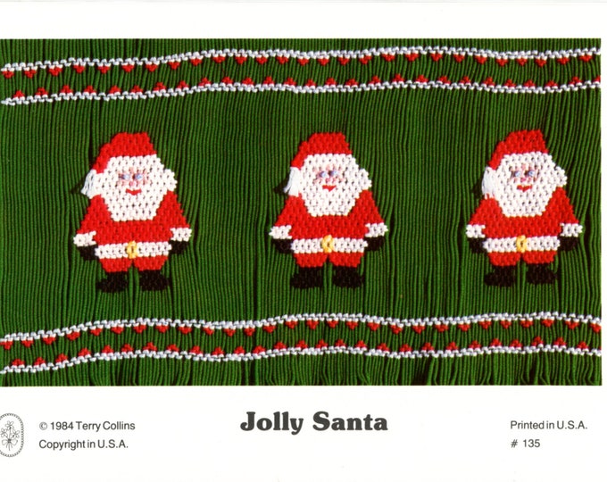 Christmas Smocking Plates /Smocking / Smocked Dress / Vintage Smocking Design / Christmas Dress / Smocked Romper / Jolly Santa