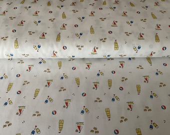 Beach Fabric / Smocking Fabric  / Quilt Fabric  / 100% Cotton / Bubble / Pants / Dress /Fabric Finders Print #2644