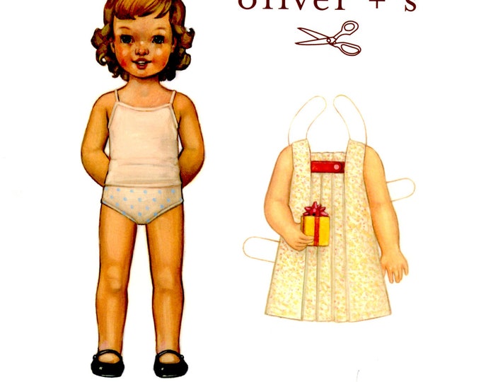 Girls Dress Pattern / Oliver +s Pattern / A-Line Dress / Box Pleats Center Front / Button Tab /  Short Sleeve / Birthday Party Dress