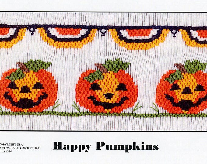 Easter Smocking Plates / Picture Smocking / Happy Pumpkins /  Square yoke / Smocked  Dress /  / CEC Smocking Plates / 262
