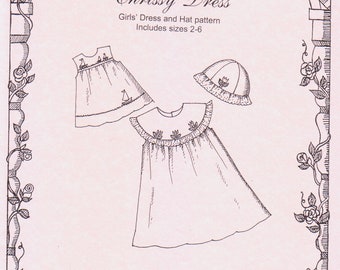 Chrissy Dress Pattern / Sleeveless / Square Yoke / Optional Round Collar / Matching Hat / Embroidery Pattern Included /  Primrose Lane / 918